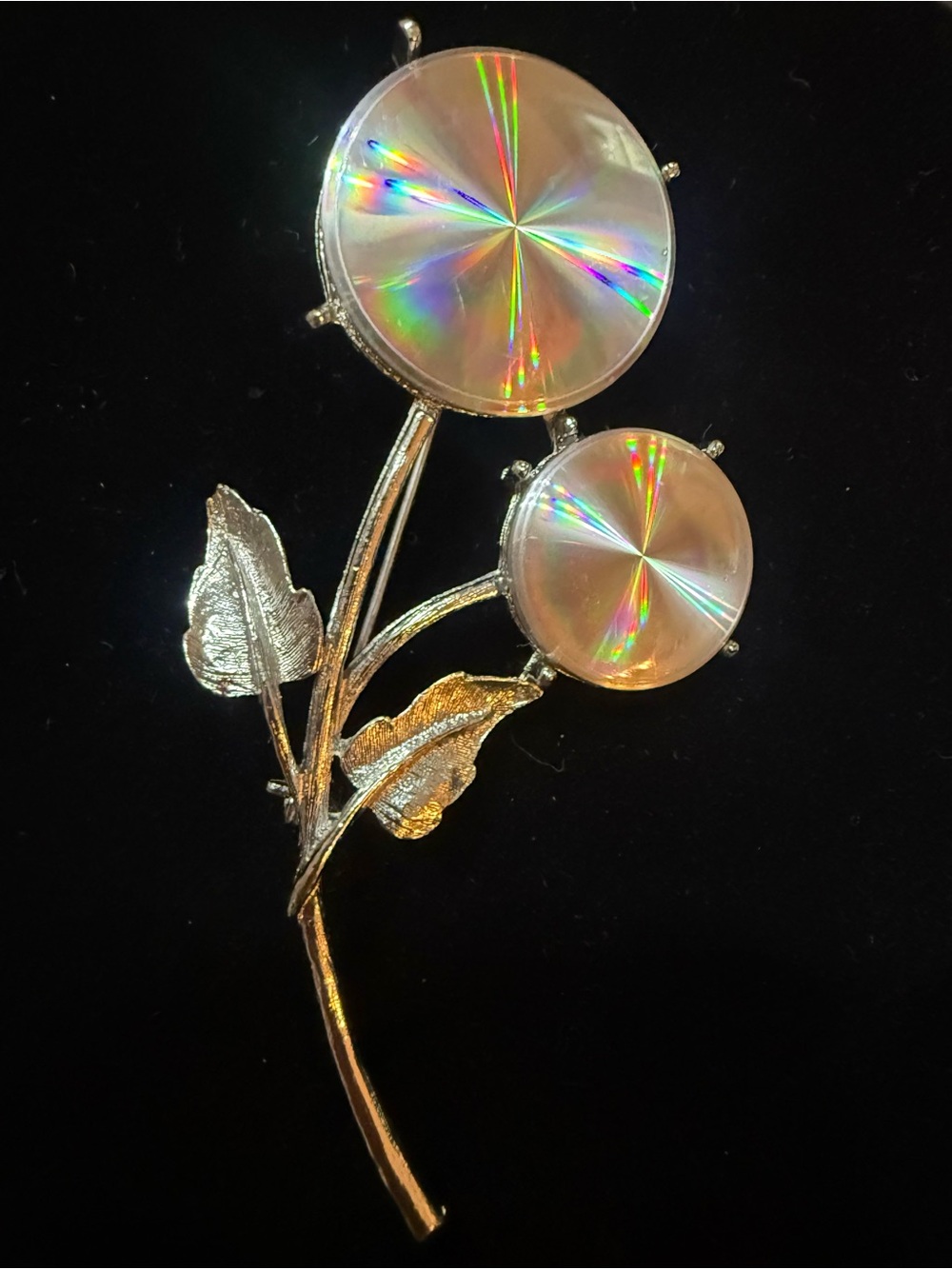 Vintage Jewelarama Diffraction Hologram Flower Brooch Pin 1960s Mid Century